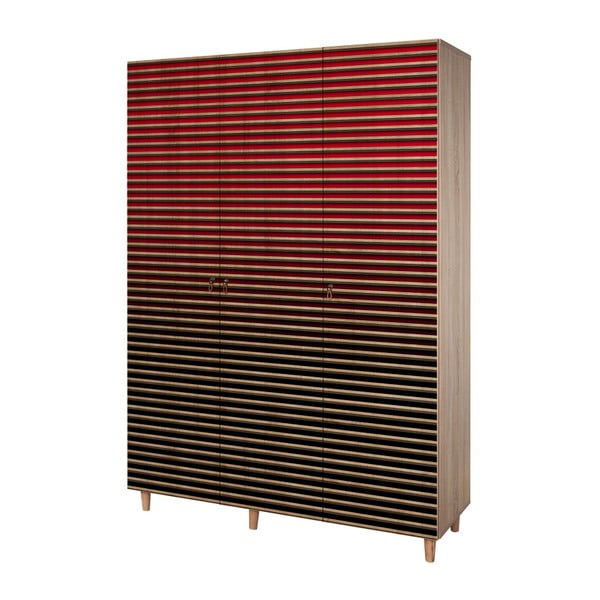 Trojdverová šatníková skriňa Mode Red, 135 × 192 cm