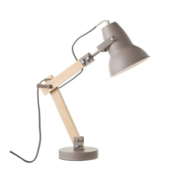 Sivá stolová lampa z dreva a kovu Unimasa