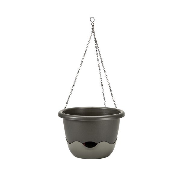 Sivý závesný samozavlažovací kvetináč, ø 30 cm Mareta - Plastia