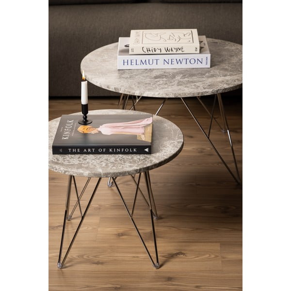 Mramorový okrúhly odkladací stolík ø 55 cm Prunus – Actona-image-2