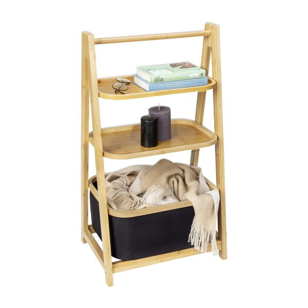 Čierny/prírodný bambusový kúpeľňový regál 44x80 cm Ecori - Wenko-image-2