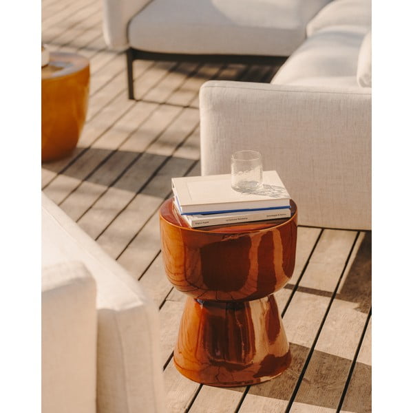 Keramický okrúhly záhradný odkladací stolík ø 36 cm Mesquida – Kave Home-image-1