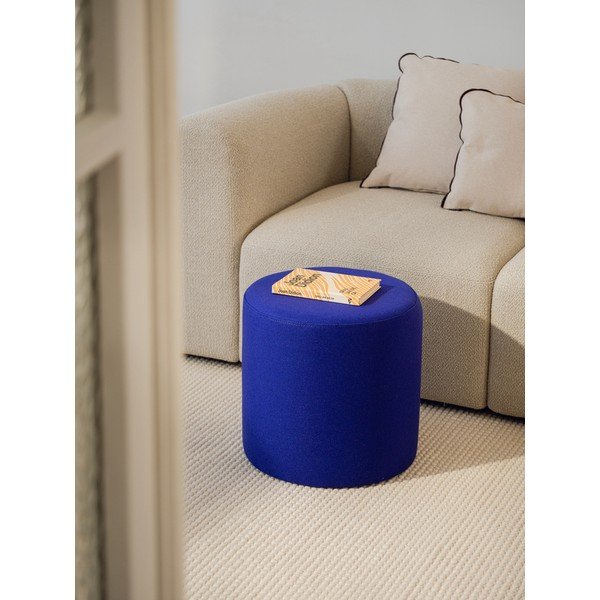 Modrý vlnený taburet Folk – noo.ma-image-1