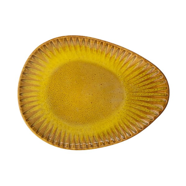 Žltý servírovací tanier Bloomingville Cala, 26,5 x 20 cm