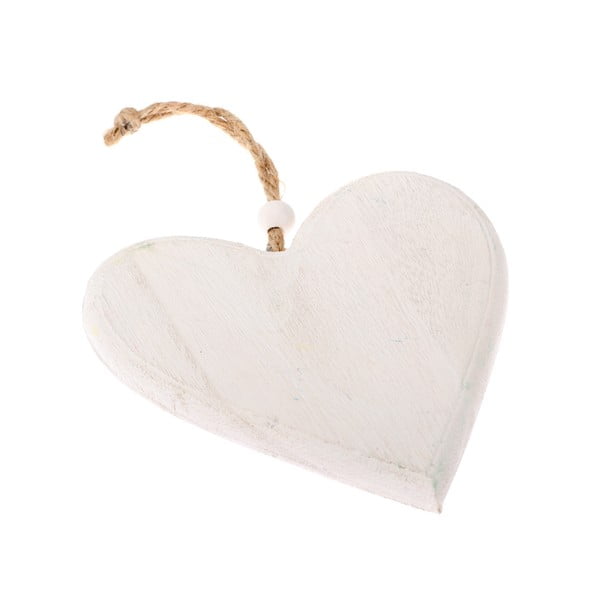 Biela drevená závesná dekorácia Dakls So Cute Heart