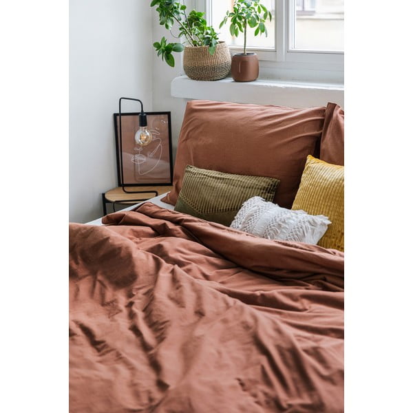 Gaštanovohnedé obliečky na dvojlôžko zo stonewashed bavlny Bonami Selection, 160 x 200 cm-image-4