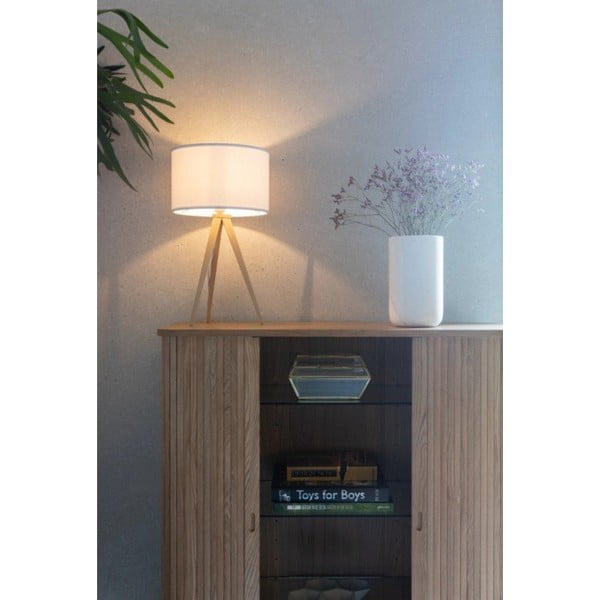 Biela stolová lampa Zuiver Tripod Wood-image-1