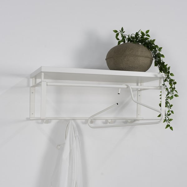 Biely kovový nástenný vešiak s poličkou 70 cm Rex – Spinder Design-image-4