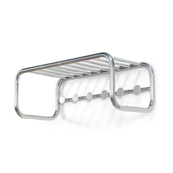 Kovový nástenný vešiak v striebornej farbe s poličkou 72 cm Retro – Spinder Design-image-2