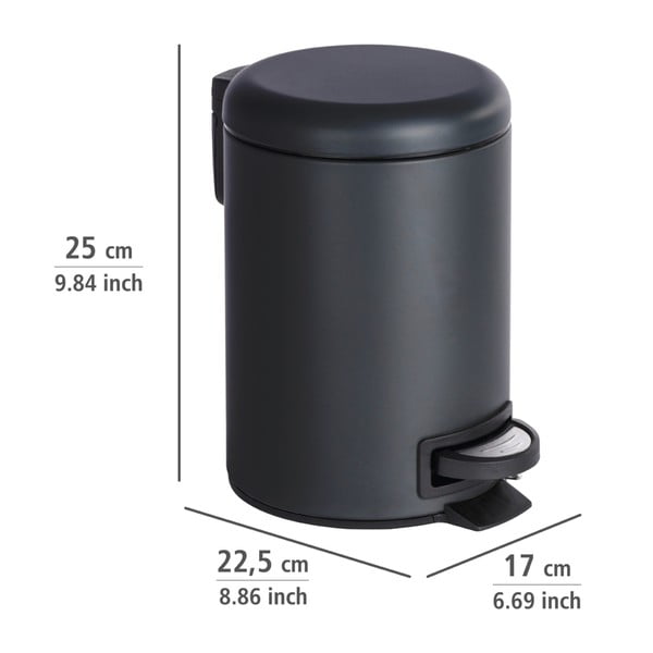 Odpadkový kôš v čiernej farbe Wenko Leman, 3 l-image-2