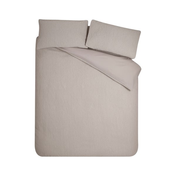 Svetlohnedé krepové obliečky na dvojlôžko/predĺžené 230x220 cm Crinkle Seersucker – Catherine Lansfield