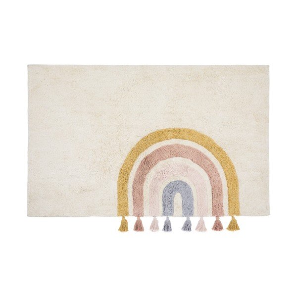 Slonovinový prateľný/ručne tkaný bavlnený detský koberec 90x150 cm Tadea – Kave Home