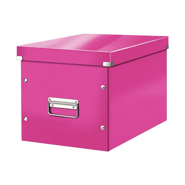 Ružový kartónový úložný box s vekom 32x36x31 cm Click&Store – Leitz