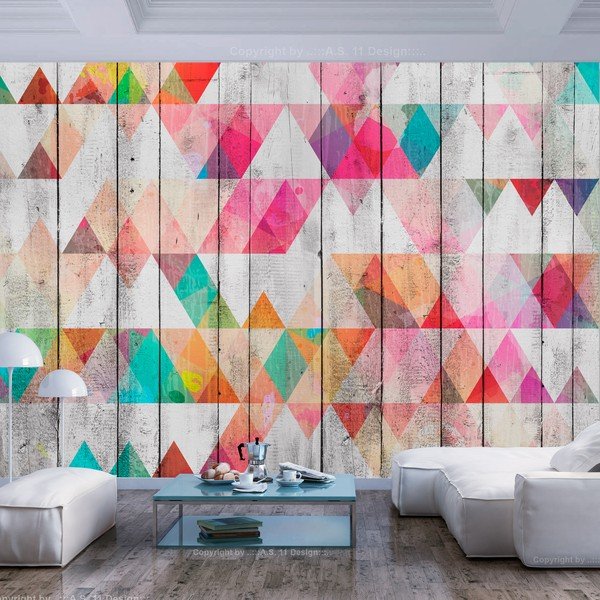 Veľkoformátová tapeta Artgeist Rainbow Triangles, 400 x 280 cm-image-1