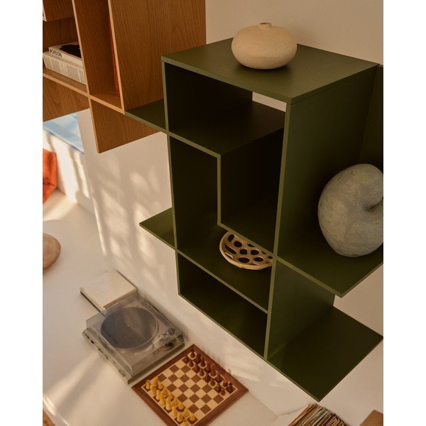 Zelený modulárny policový systém 80x80x25 cm Ina – Kave Home-image-3