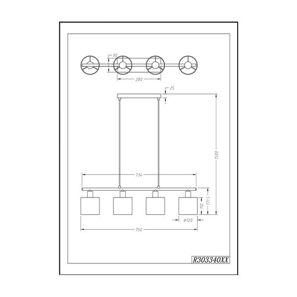 Biele závesné svietidlo pre 4 žiarovky Realityp Pendant Tommy-image-2