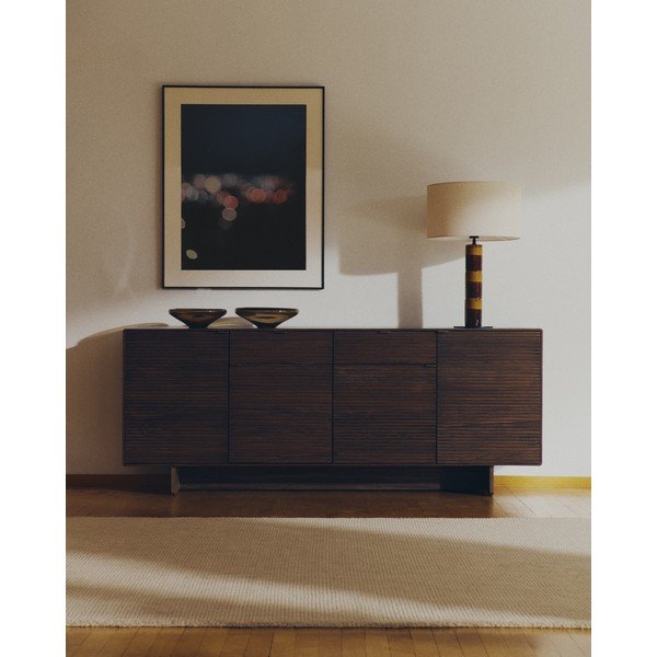 Tmavohnedá komoda v dekore orecha 194,5x78x45 cm Norlen – Kave Home-image-1