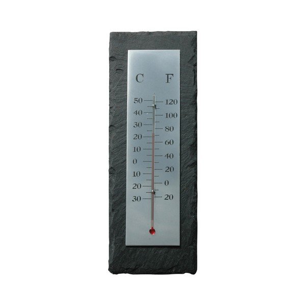 Bridlicový teplomer Esschert Design Rectangle, 30 × 10 cm