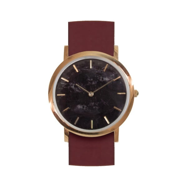Čierne mramorové hodinky s červeným remienkom Analog Watch Co. Classic