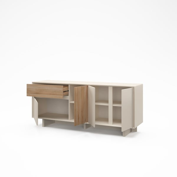 Komoda v béžovej a prírodnej farbe v dekore duba 180x76x45 cm Carpi – Marckeric-image-3