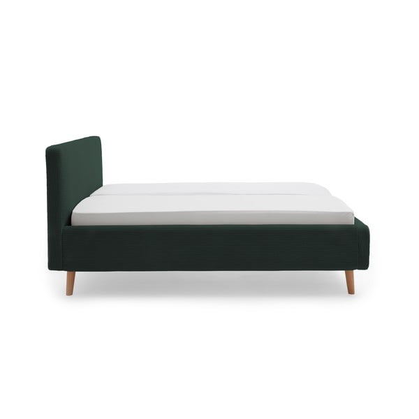 Tmavozelená čalúnená dvojlôžková posteľ bez roštu 140x200 cm Mattis Cord – Meise Möbel-image-3