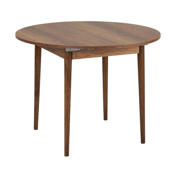 Okrúhly rozkladací jedálenský stôl s prídavnou doskou v dekore orecha ø 100 cm Viona – Kalune Design