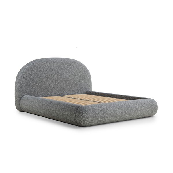 Sivá čalúnená dvojlôžková posteľ s úložným priestorom s roštom 140x200 cm Maumere – Maison de Rêve