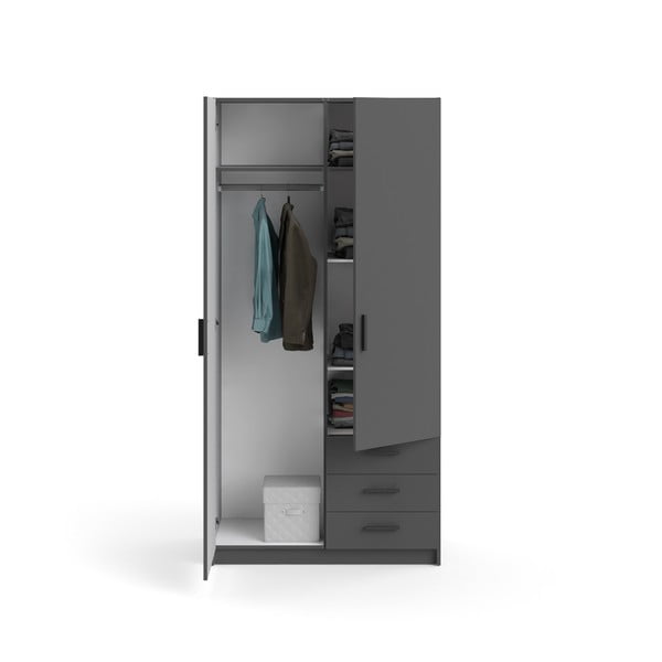 Tmavosivá šatníková skriňa 99x200 cm Sprint – Tvilum-image-2
