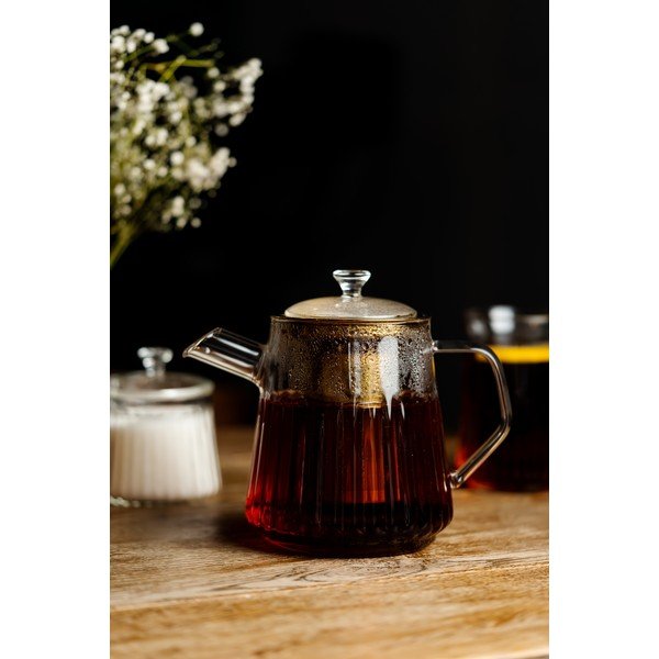 Sklenená kanvica na čaj so sitkom v zlatej farbe 900 ml Mia – Vialli Design-image-2