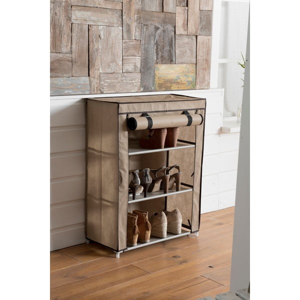 Béžová textilná trojposchodová skrinka na topánky Compactor Shoes-image-1