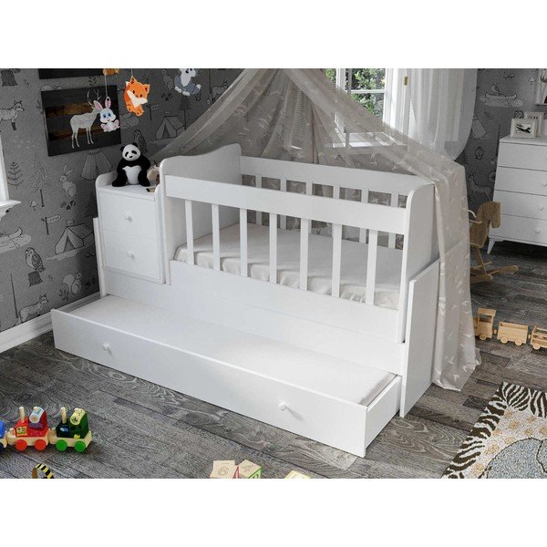 Biela postieľka s úložným priestorom 60x120 cm Sansa – Kalune Design-image-2