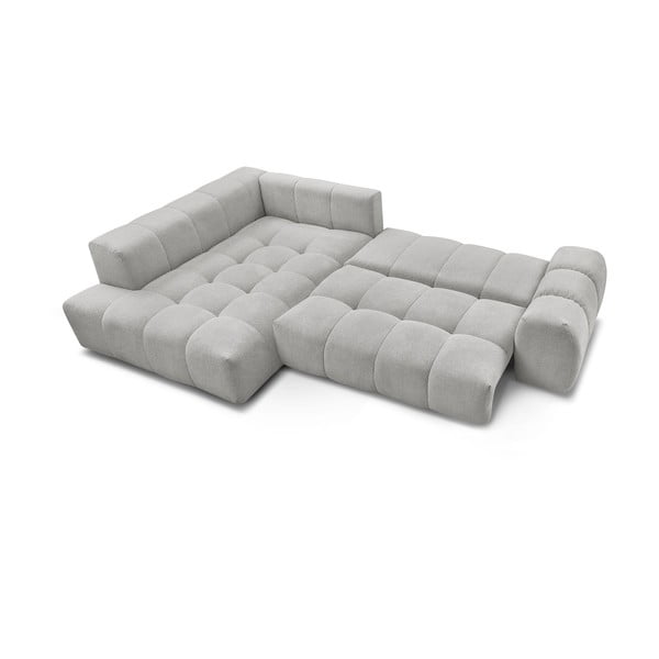 Svetlosivá ženilková rozkladacia/s úložným priestorom rohová pohovka (ľavý roh/do L) Everest – Bobochic Paris-image-4