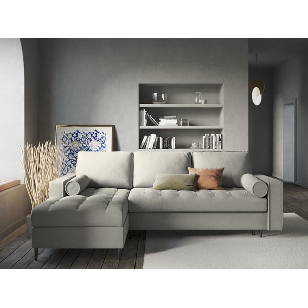 Svetlosivá rozkladacia rohová pohovka Milo Casa Santo, ľavý roh-image-1