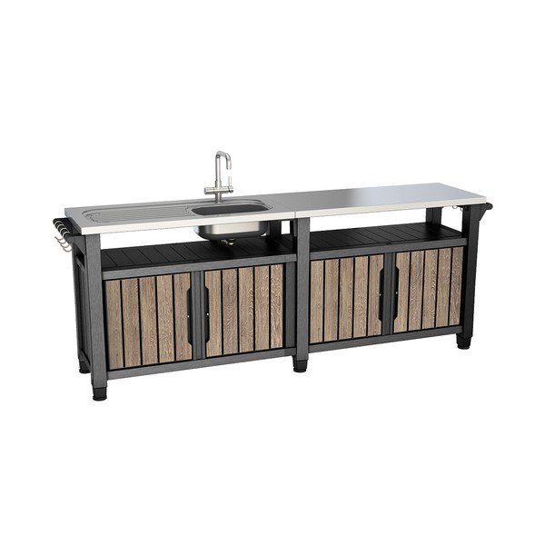Záhradná kuchyňa v dekore jaseňa 237x52 cm Unity Chef – Keter