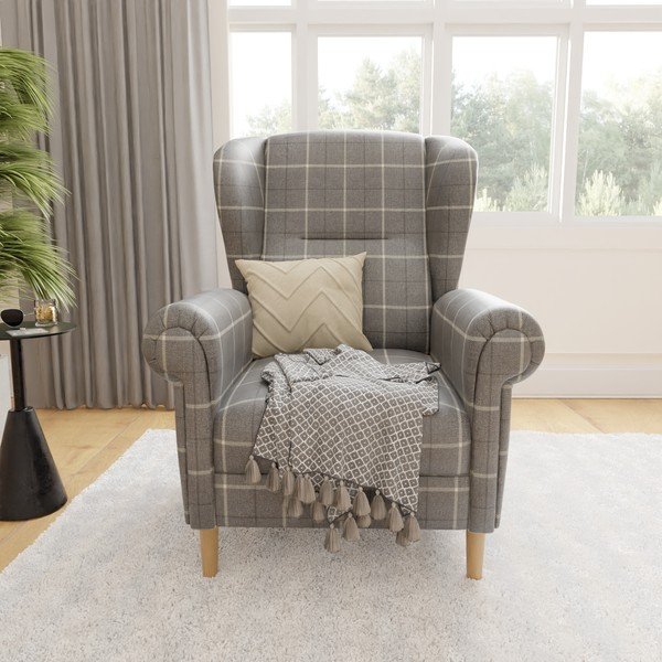 Sivé kreslo ušiak Swan – Ropez-image-1