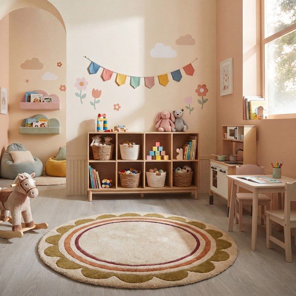 Ručne tkaný vlnený okrúhly koberec v prírodnej farbe ø 120 cm Lois – Flair Rugs-image-2
