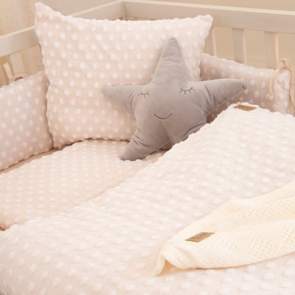 Béžové detské obliečky do postieľky s prímesou bavlny 80x80 cm Frosty Almond – Roba-image-1