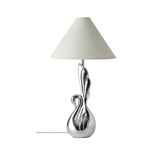 Biela/v striebornej farbe stolová lampa z polyresínu (výška  53 cm) Swan – Ellos Home-image-3