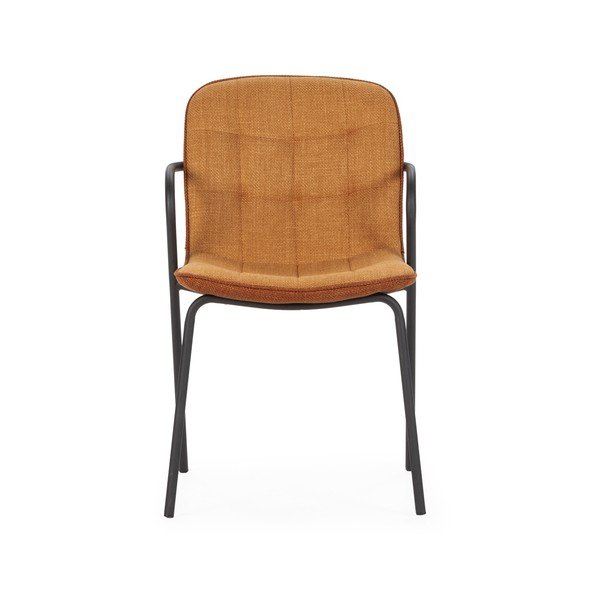 Čalúnená jedálenská stolička s podrúčkami v terakotovej farbe Angie – Marckeric-image-2