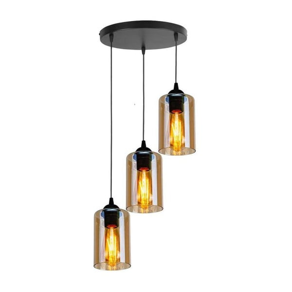 Čierne závesné svietidlo so skleneným tienidlom Bistro - Candellux Lighting