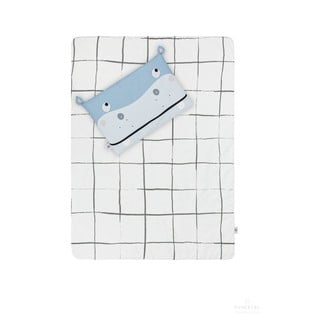 Detská bavlnená prikrývka a vankúš do postieľky 135x100 cm Hippo - BELLAMY
