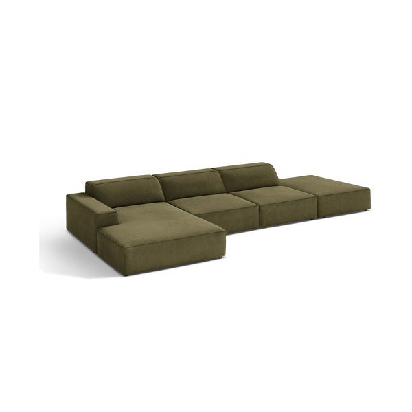 Khaki zamatová modulárna rohová pohovka (ľavý roh/s leňoškou) Jodie – Micadoni -image-2