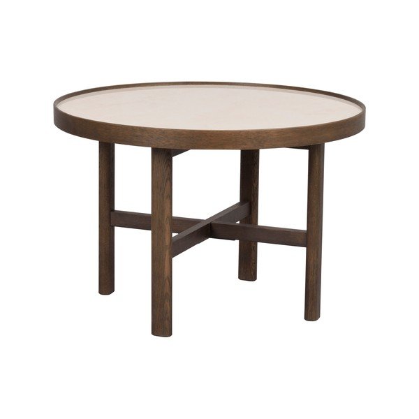 Tmavohnedý okrúhly konferenčný stolík s keramickou doskou 60x60 cm Marsden – Rowico-image-2