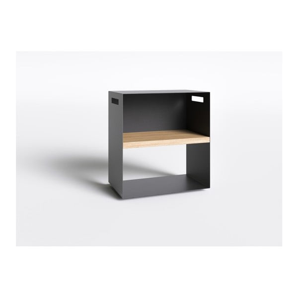 Čierny nočný stolík s doskou z dubového dreva Take Me HOME, 50 × 30 cm