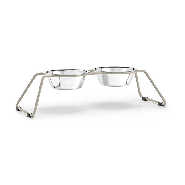 Súprava misiek s podstavcom pre psa z nehrdzavejúcej ocele Cena Greige M – MiaCara