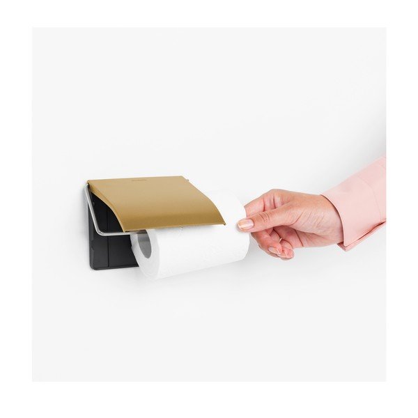 Nástenný oceľový držiak na toaletný papier v zlatej farbe ReNew – Brabantia-image-1
