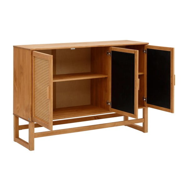 Komoda z borovicového dreva s ratanovými dvierkami Støraa Jolene, šírka 128 cm-image-3