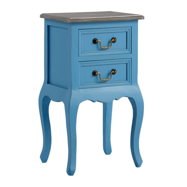 Modrý nočný stolík z masívneho dreva s 2 zásuvkami 13Casa Adele
