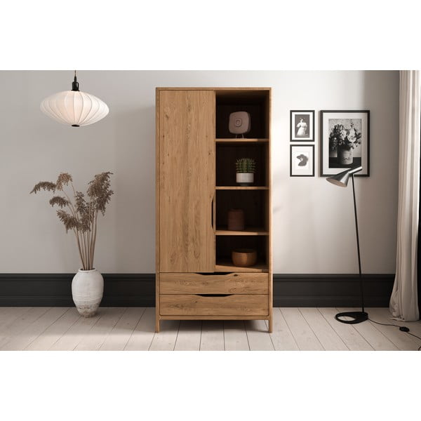 Šatníková skriňa z dubového dreva v prírodnej farbe 90x188 cm Twig – The Beds-image-3