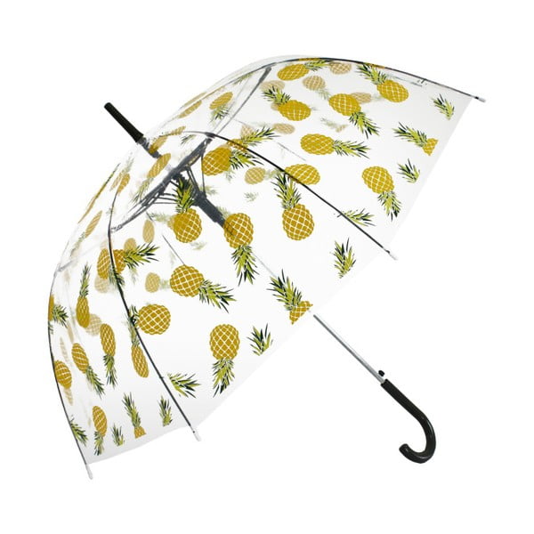 Transparentný tyčový dáždnik Ambiance Pineapple, ⌀ 100 cm